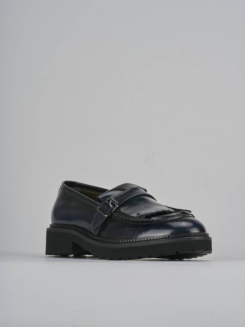 Mocassini tacco 2cm pelle blu