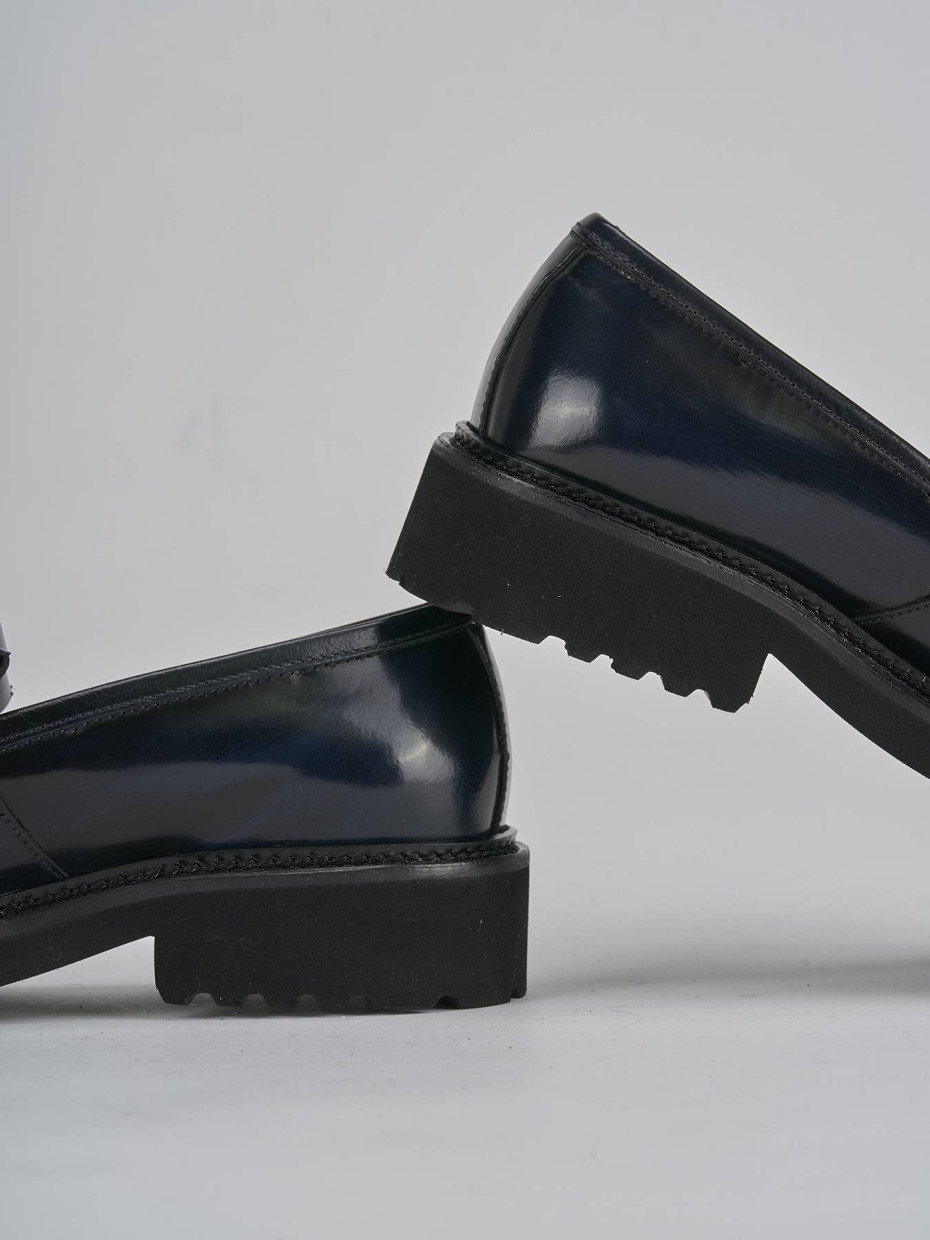 Mocassini tacco 2cm pelle blu