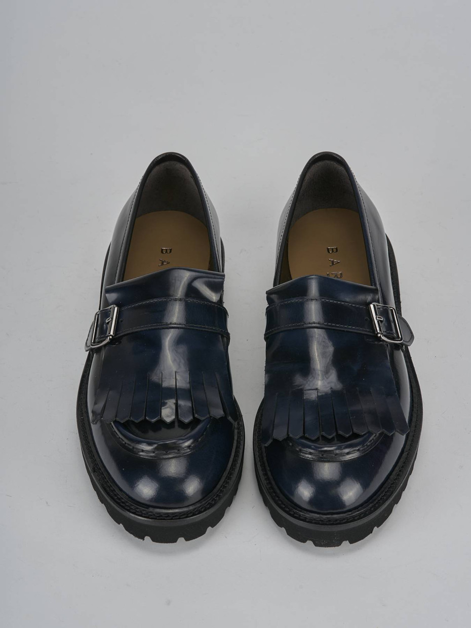 Mocassini tacco 2cm pelle blu