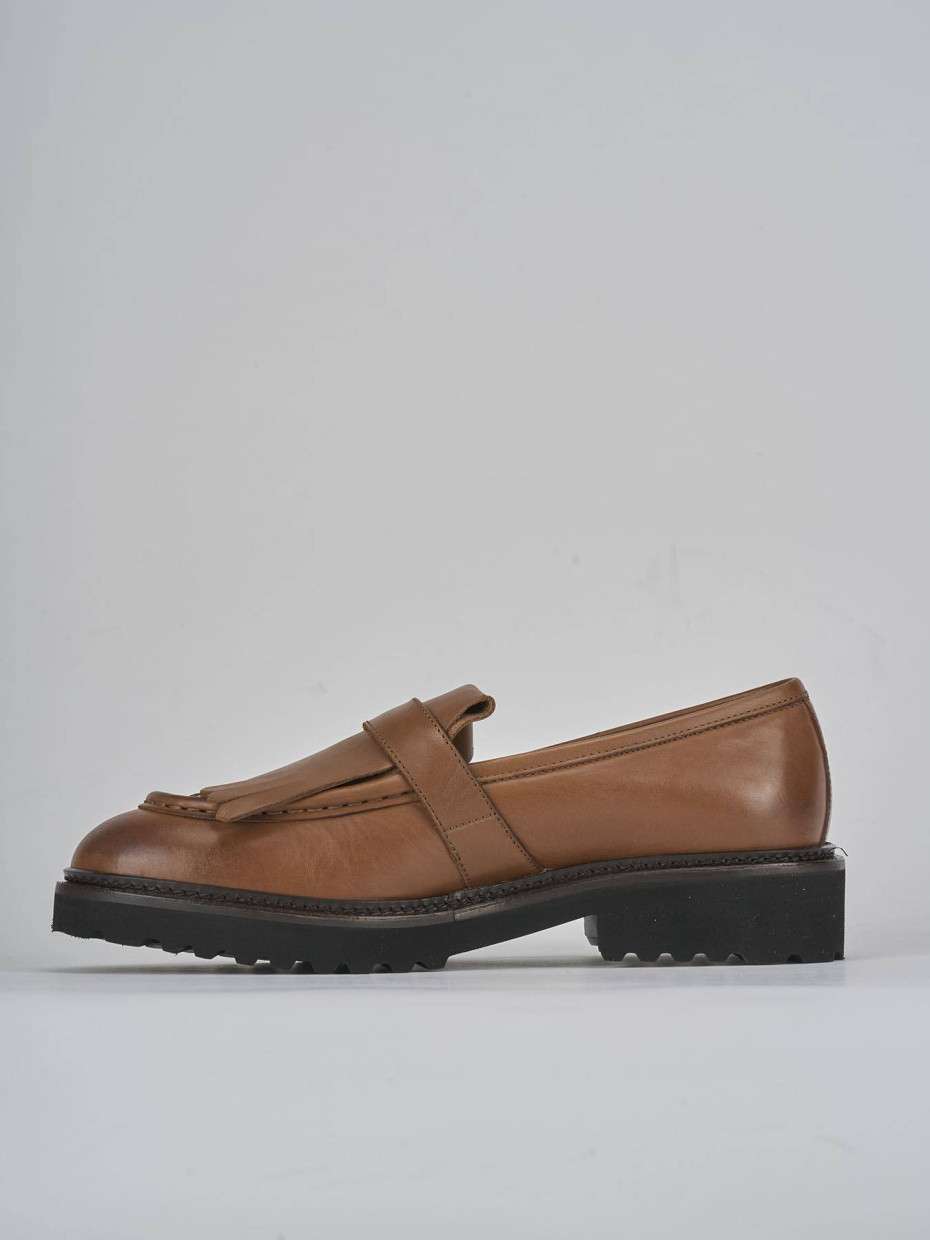 Mocassini tacco 2cm pelle marrone