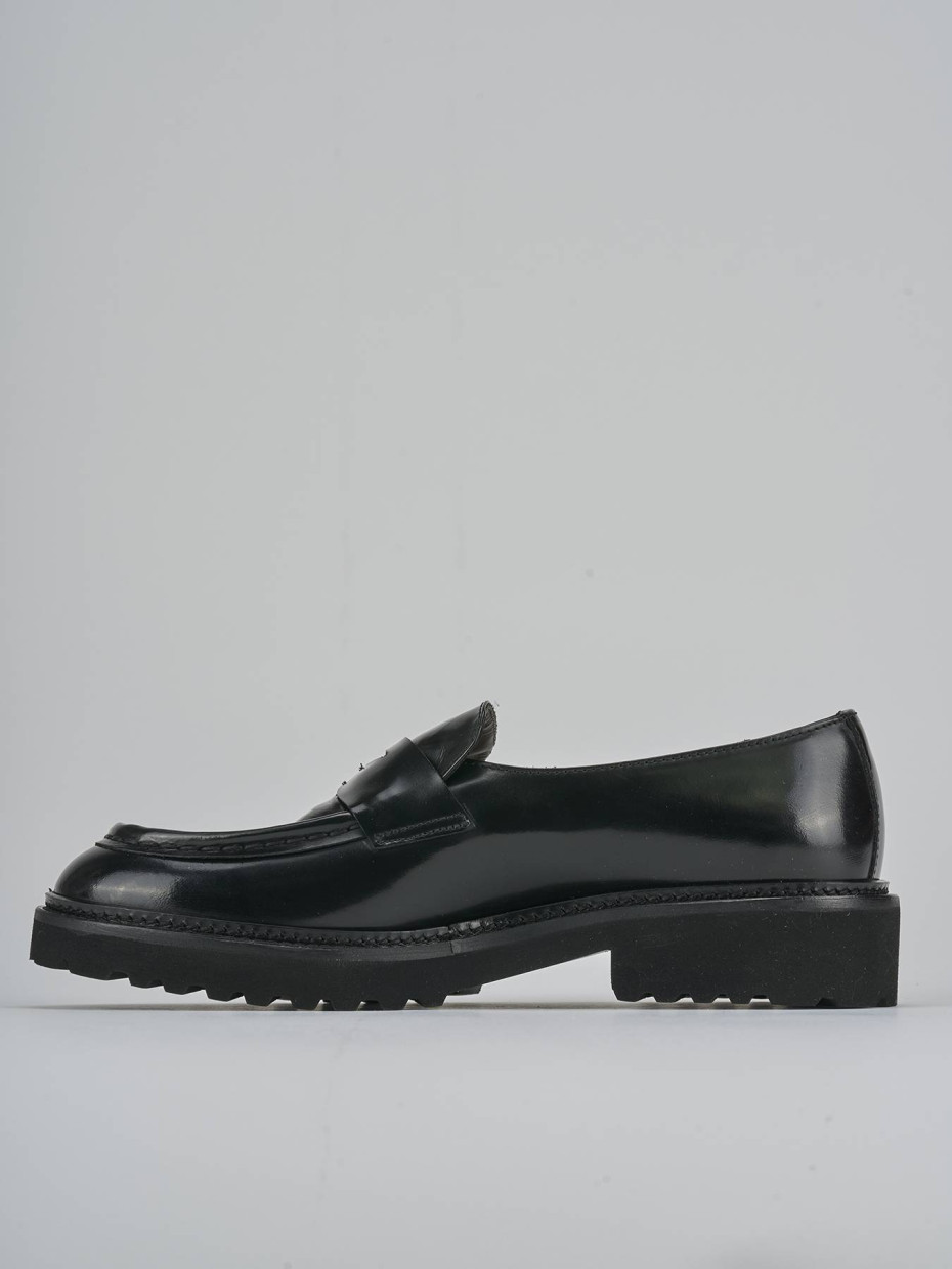 Mocassini tacco 2cm pelle nero