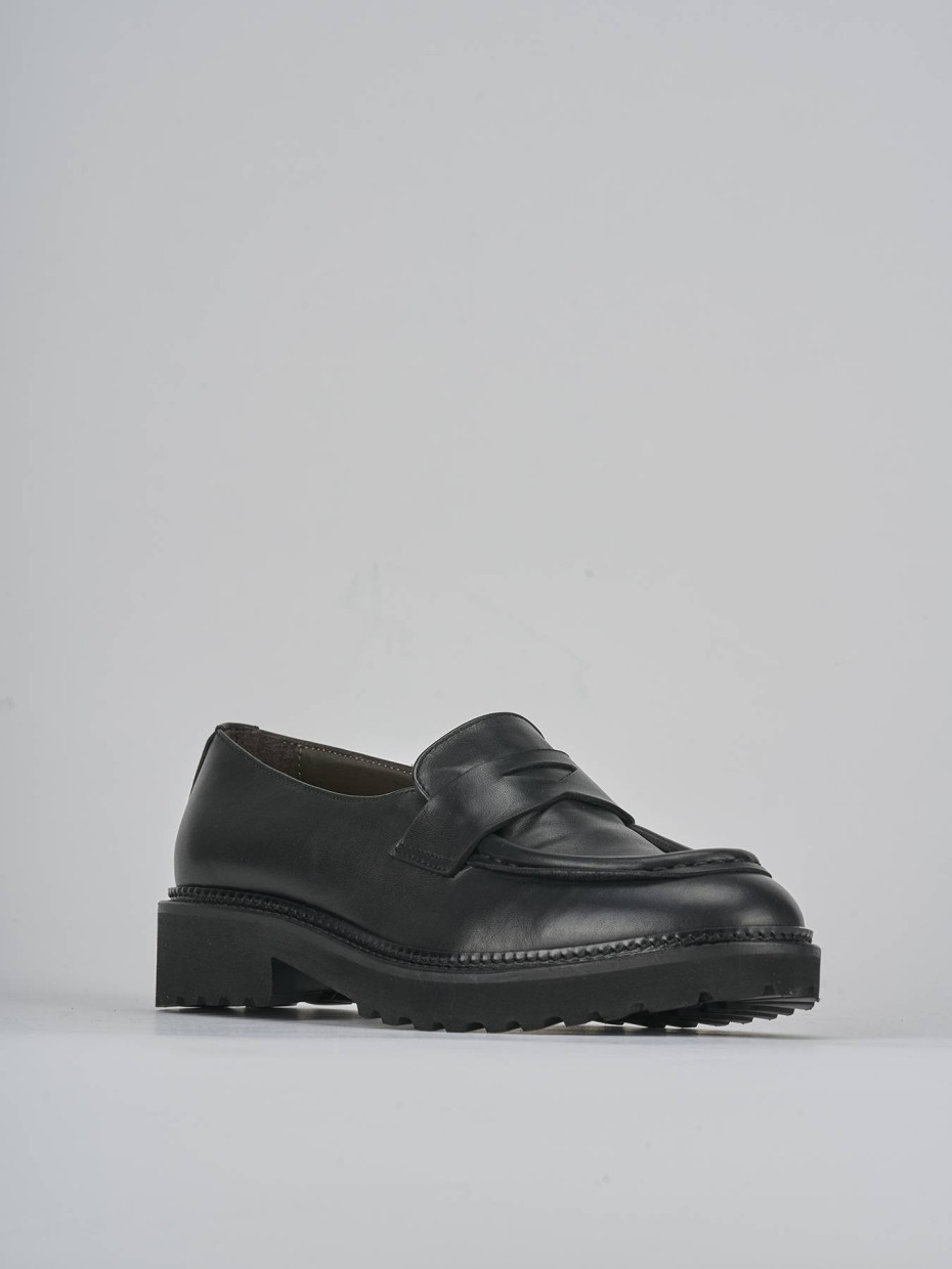 Mocassini tacco 2cm pelle nero