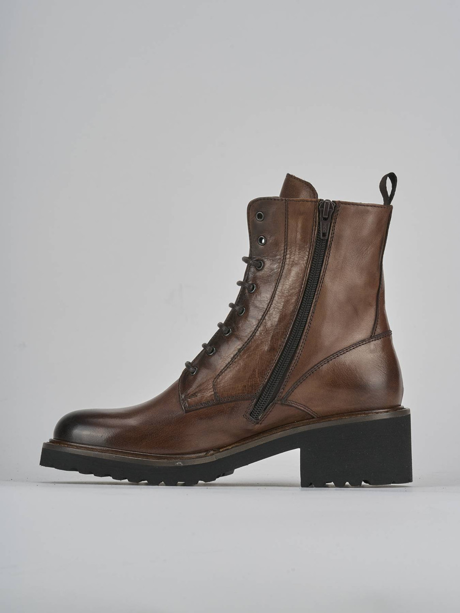 Anfibi tacco 5cm pelle marrone Barca Stores