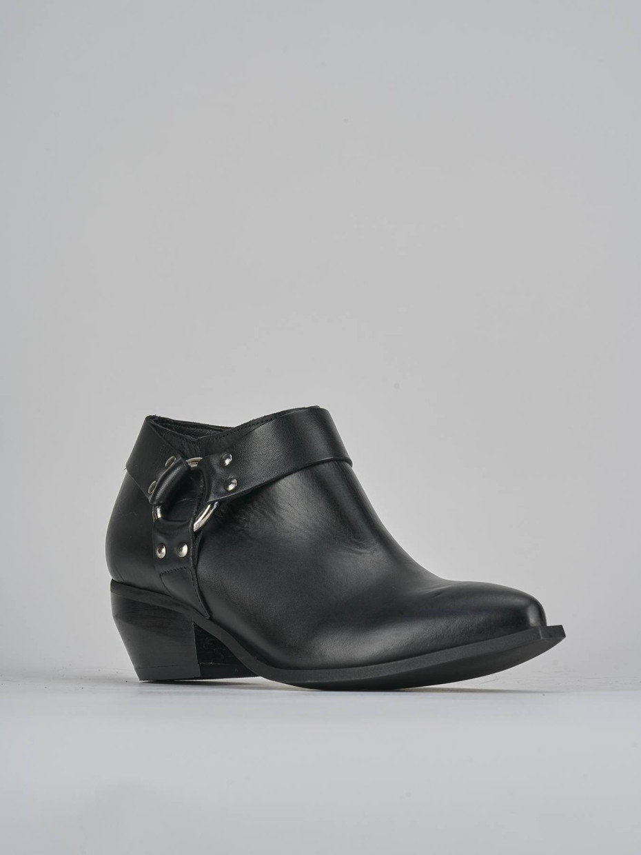Stivaletti tacco 4cm pelle nero
