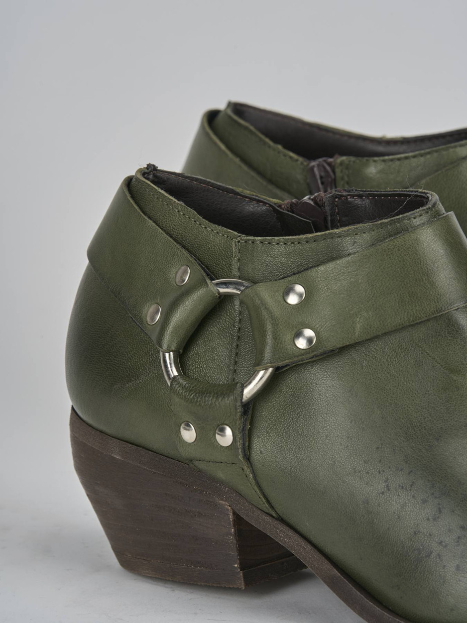 Stivaletti tacco 4cm pelle verde