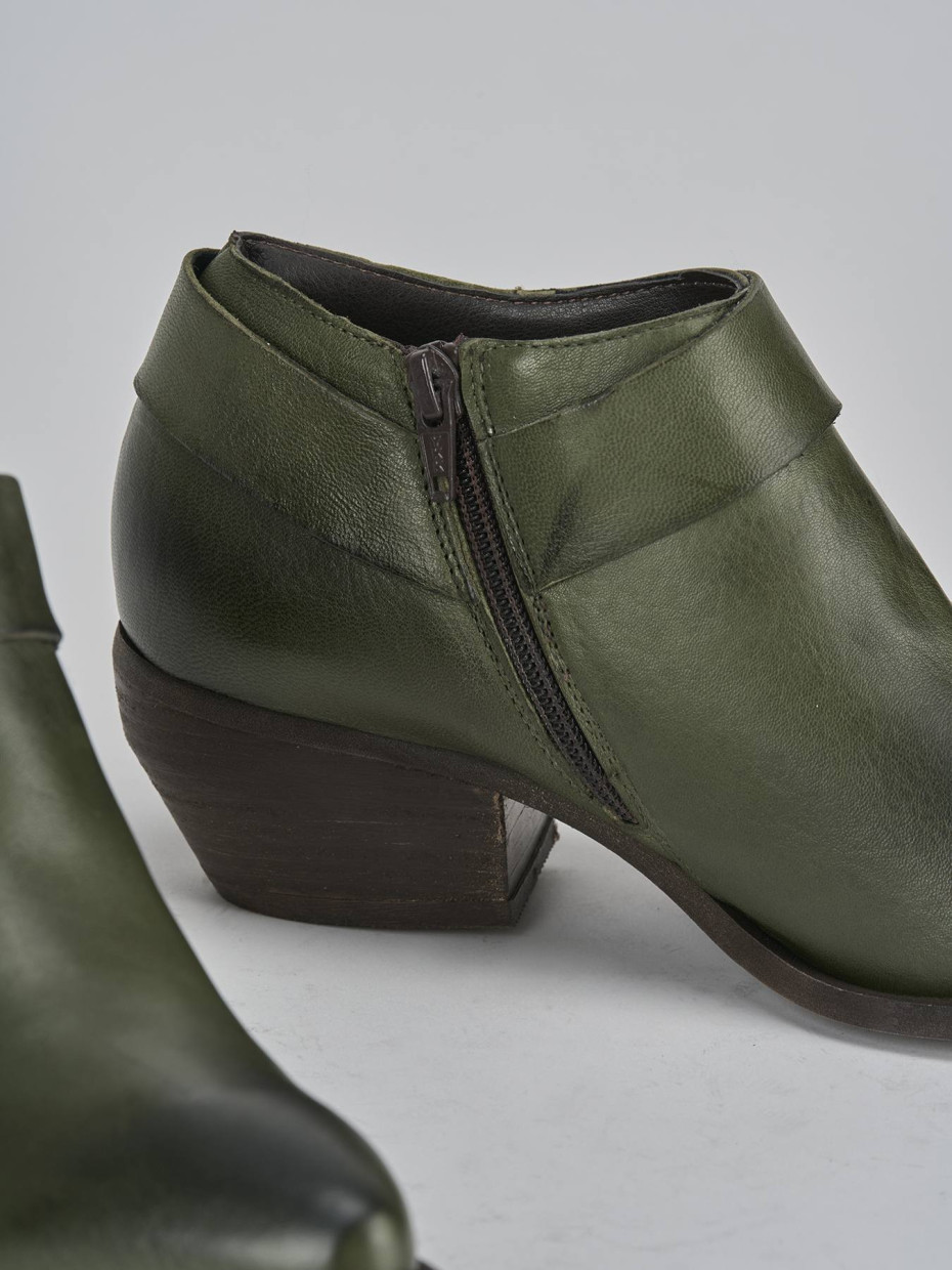 Stivaletti tacco 4cm pelle verde
