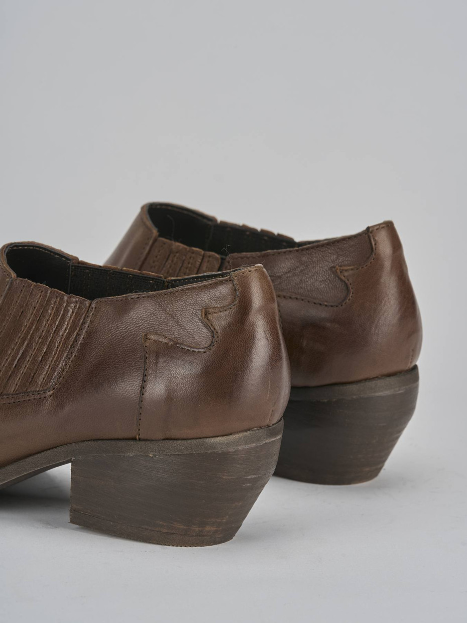 Stivaletti tacco 5cm pelle beige