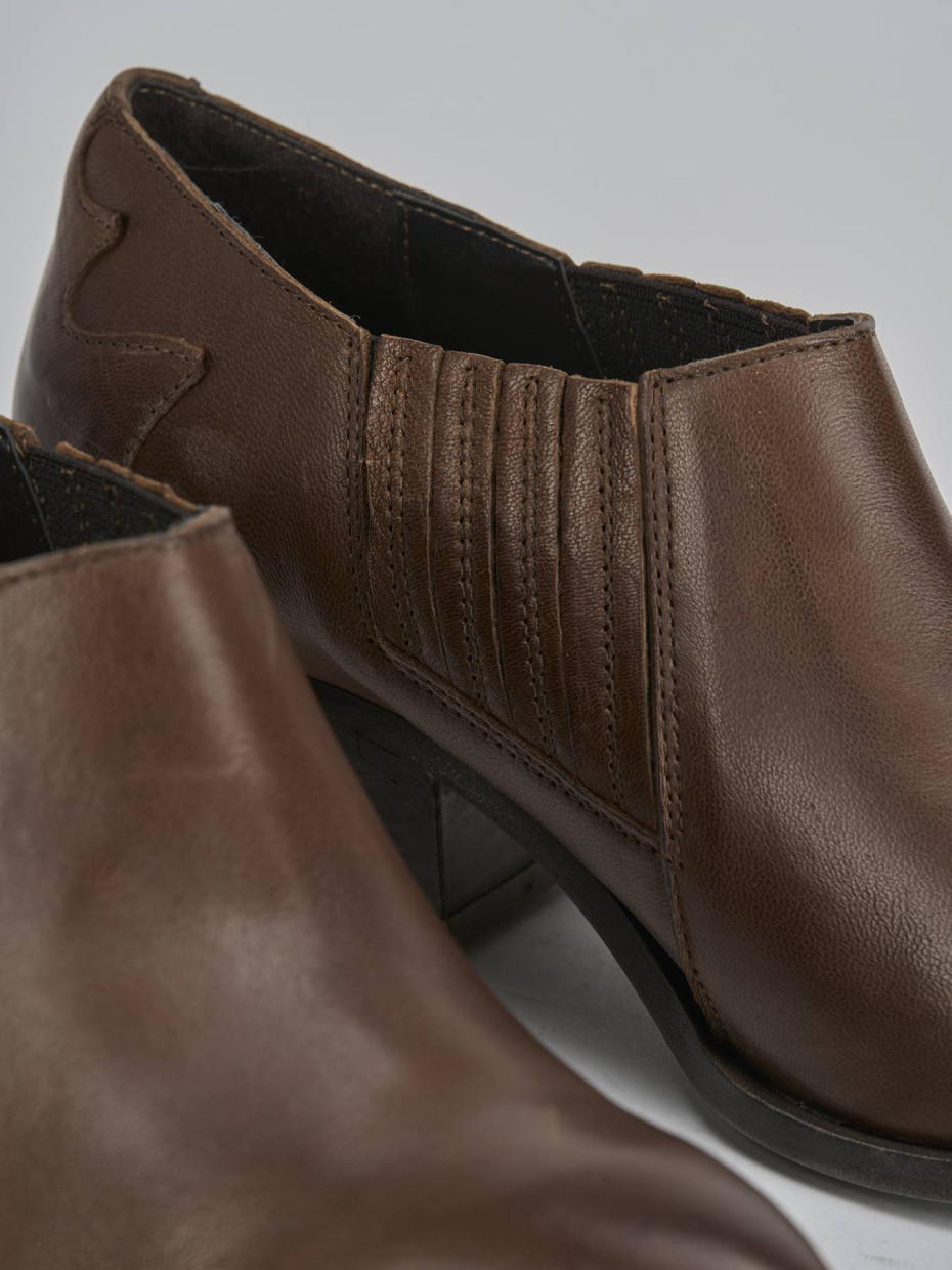 Stivaletti tacco 5cm pelle beige