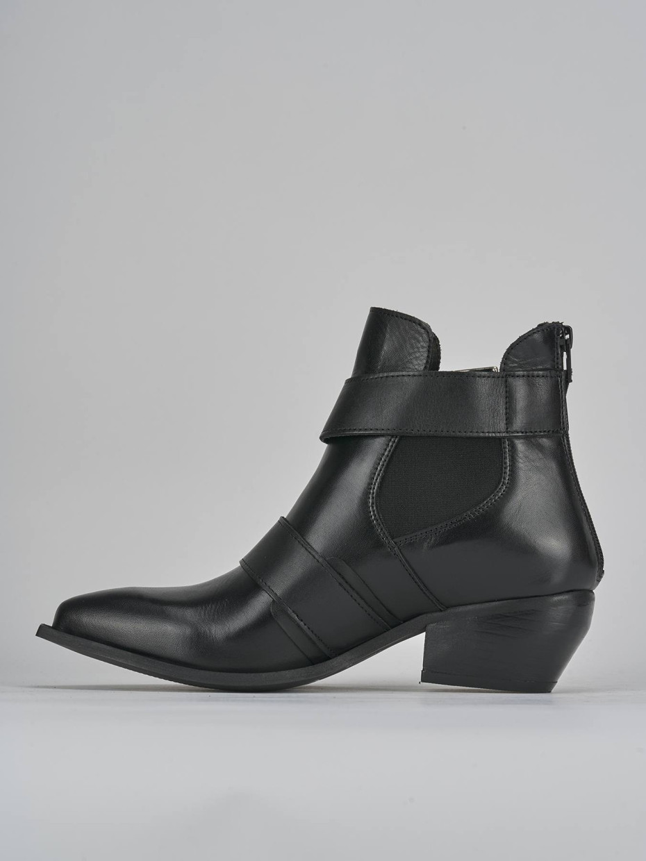 Stivaletti tacco 4cm pelle nero