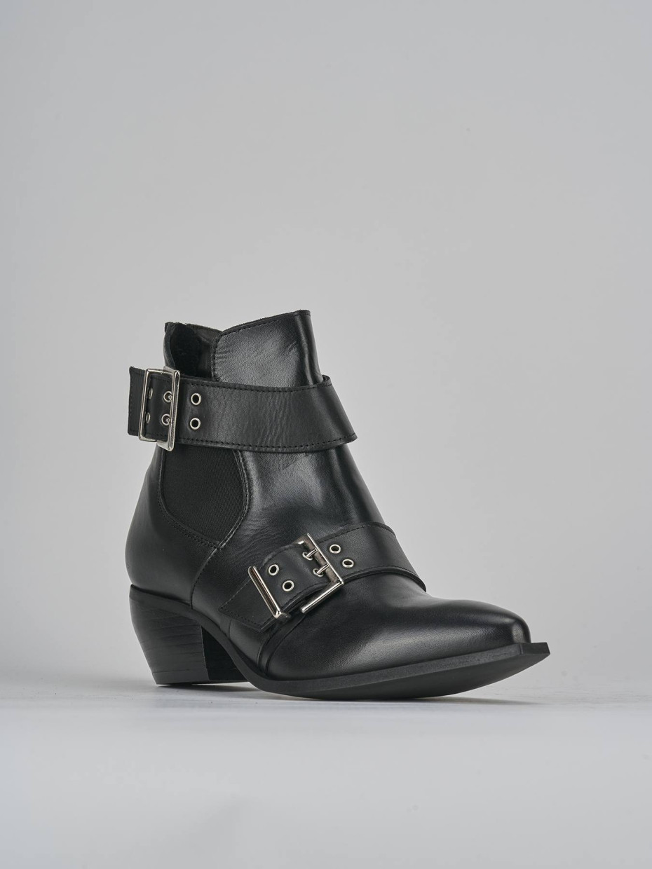 Stivaletti tacco 4cm pelle nero