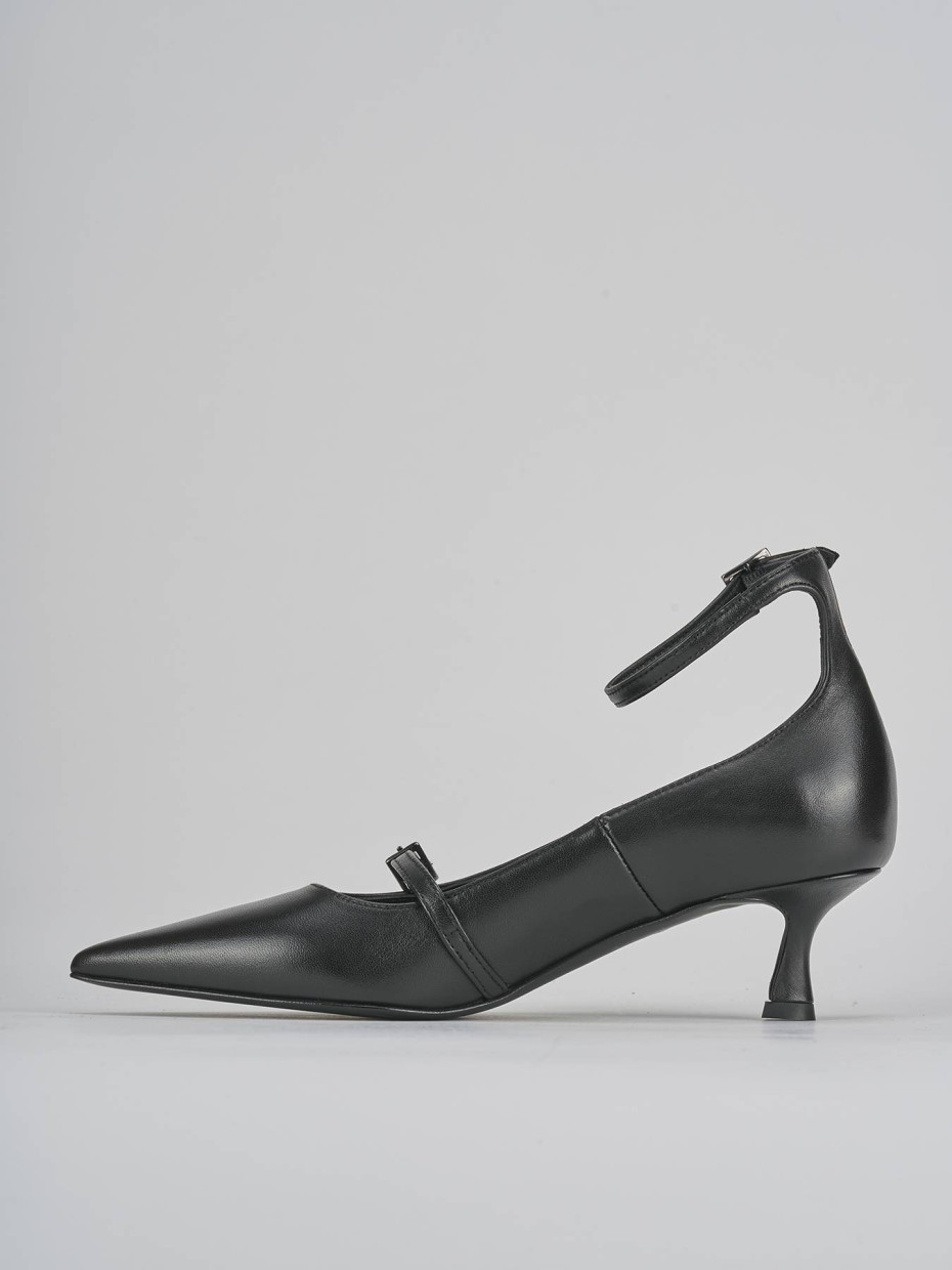 Décolleté e slingback tacco 3cm pelle nero