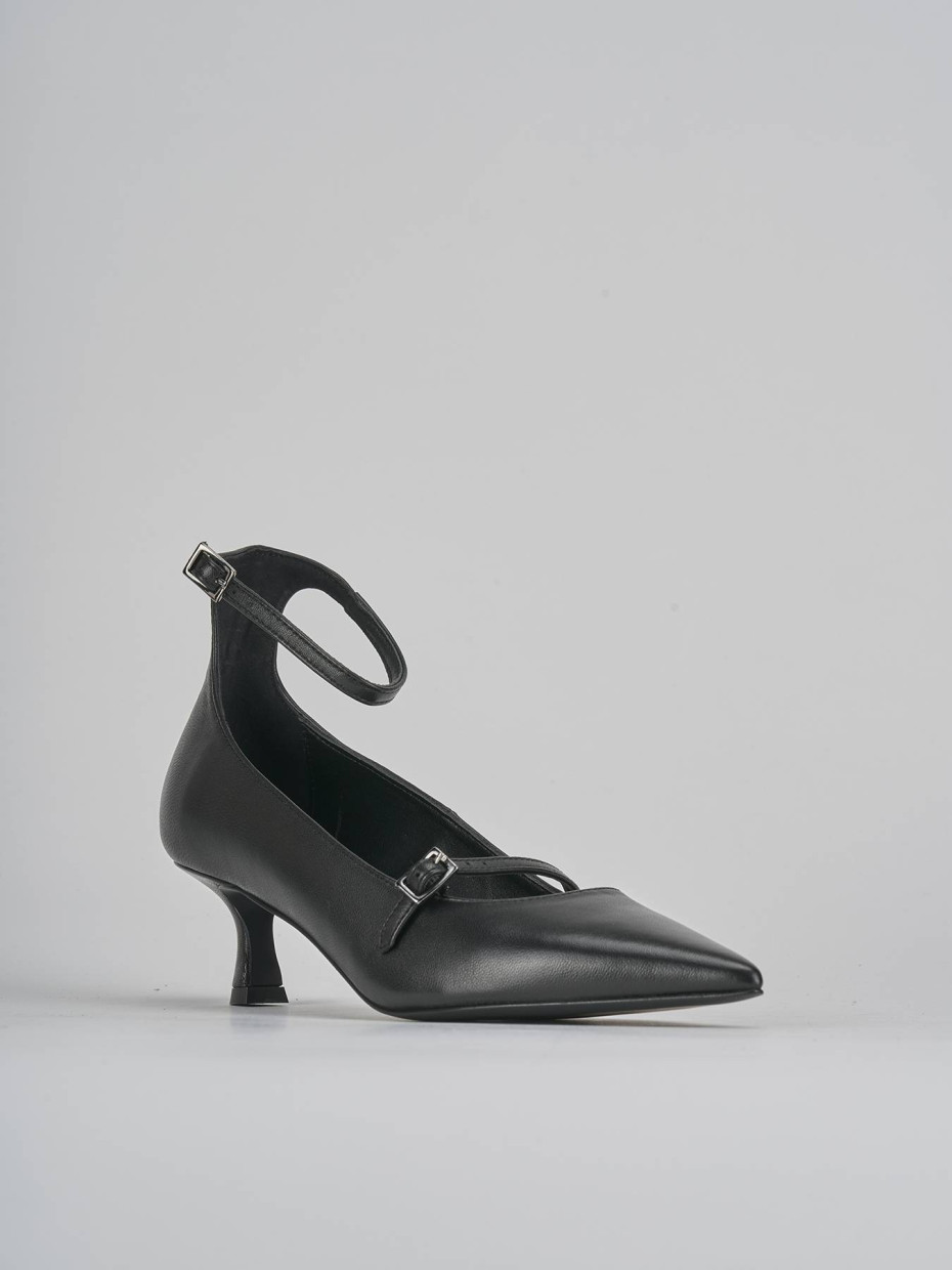 Décolleté e slingback tacco 3cm pelle nero