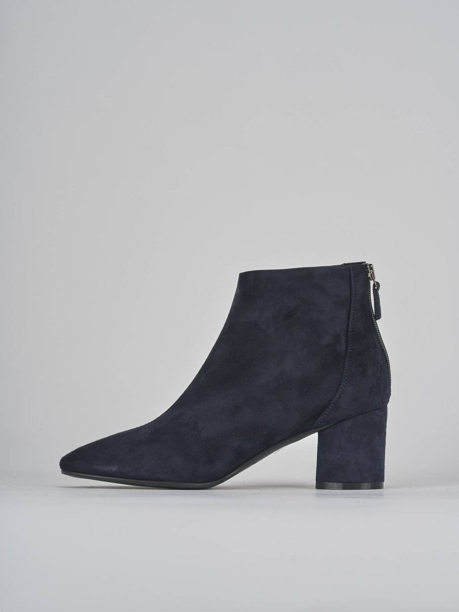 Stivaletti tacco 5cm camoscio blu