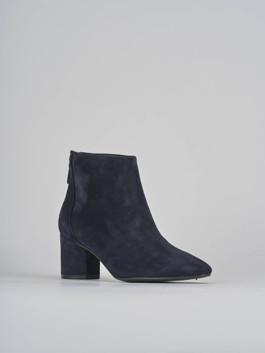 Stivaletti tacco 5cm camoscio blu