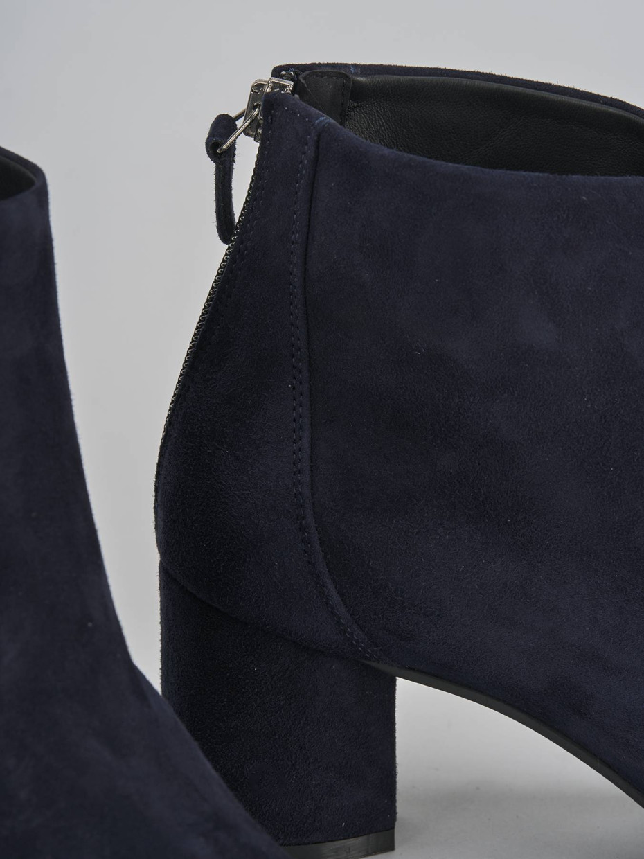 Stivaletti tacco 5cm camoscio blu