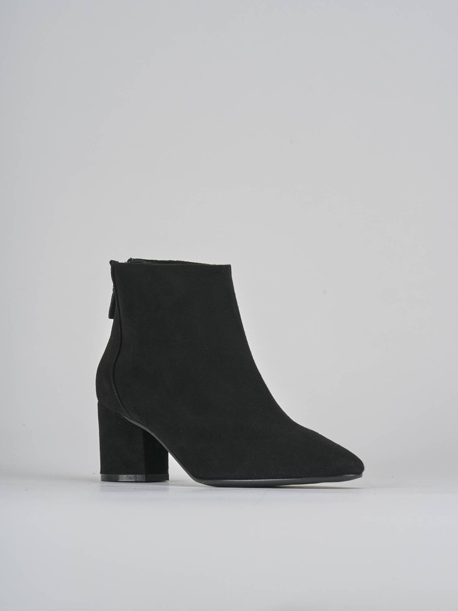 Stivaletti tacco 5cm camoscio nero