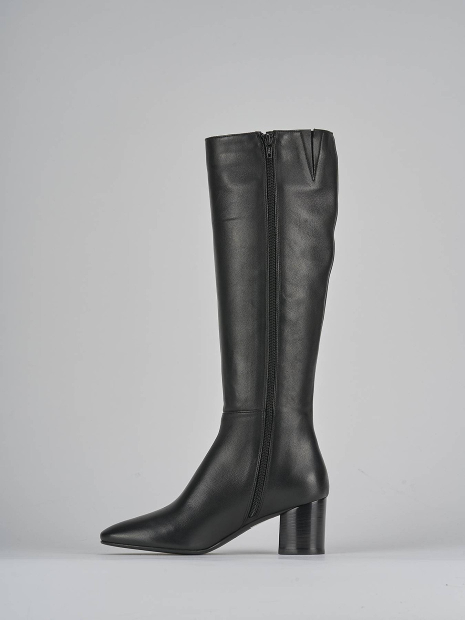 Stivali tacco 5cm pelle nero