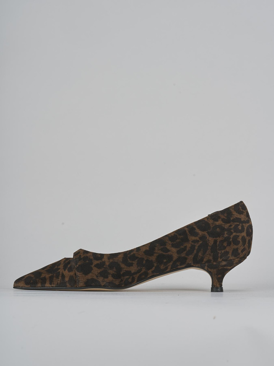 Décolleté e slingback tacco 3cm camoscio multicolor
