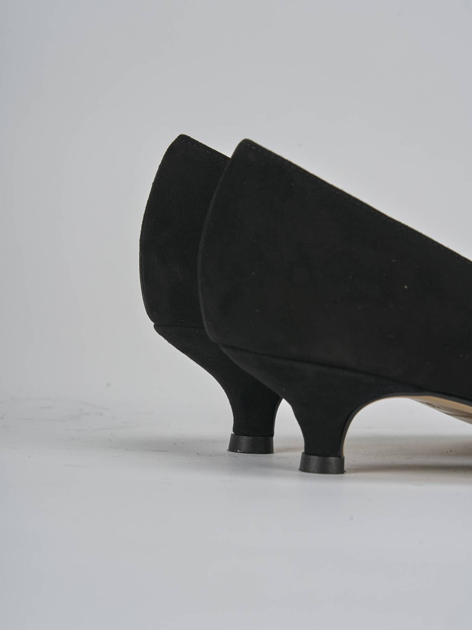 Décolleté e slingback tacco 3cm camoscio nero