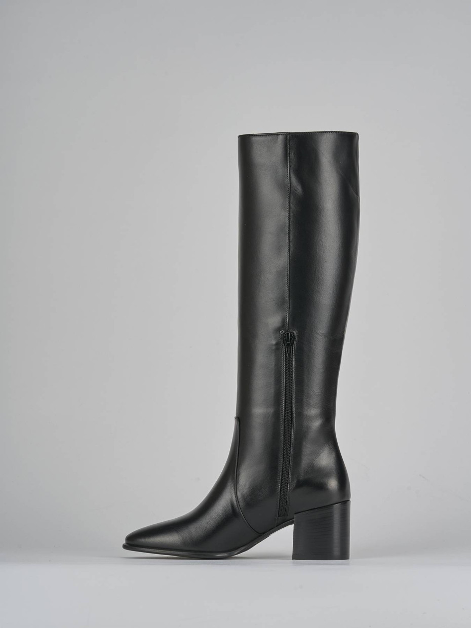 Stivali tacco 6cm pelle nero
