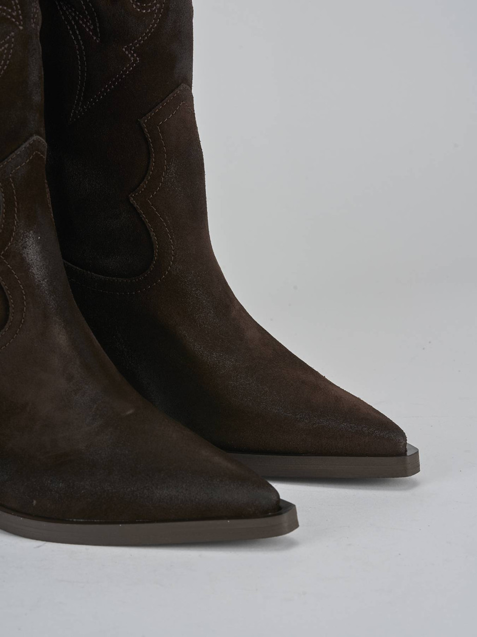 Stivali tacco 7cm camoscio testa