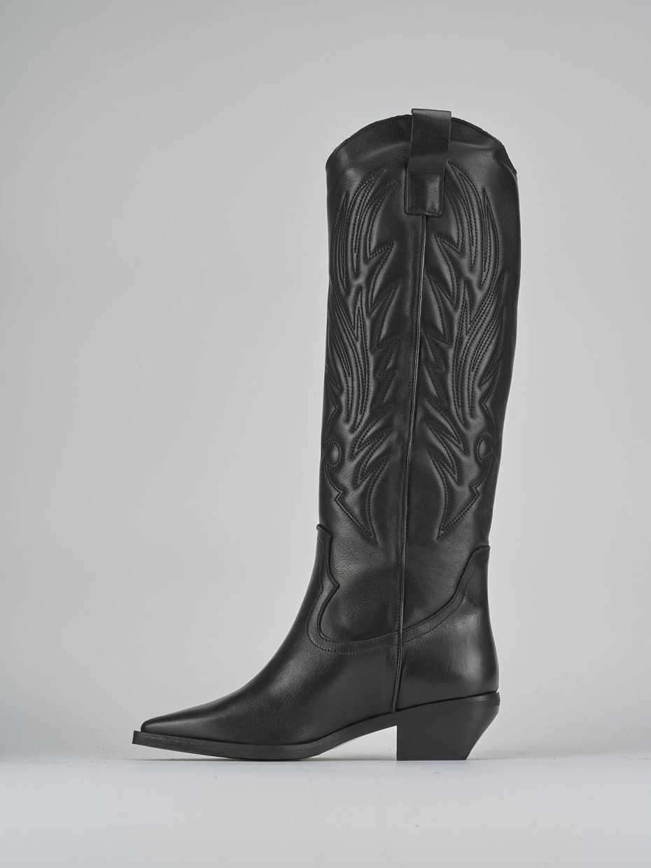 Stivali tacco 7cm pelle nero
