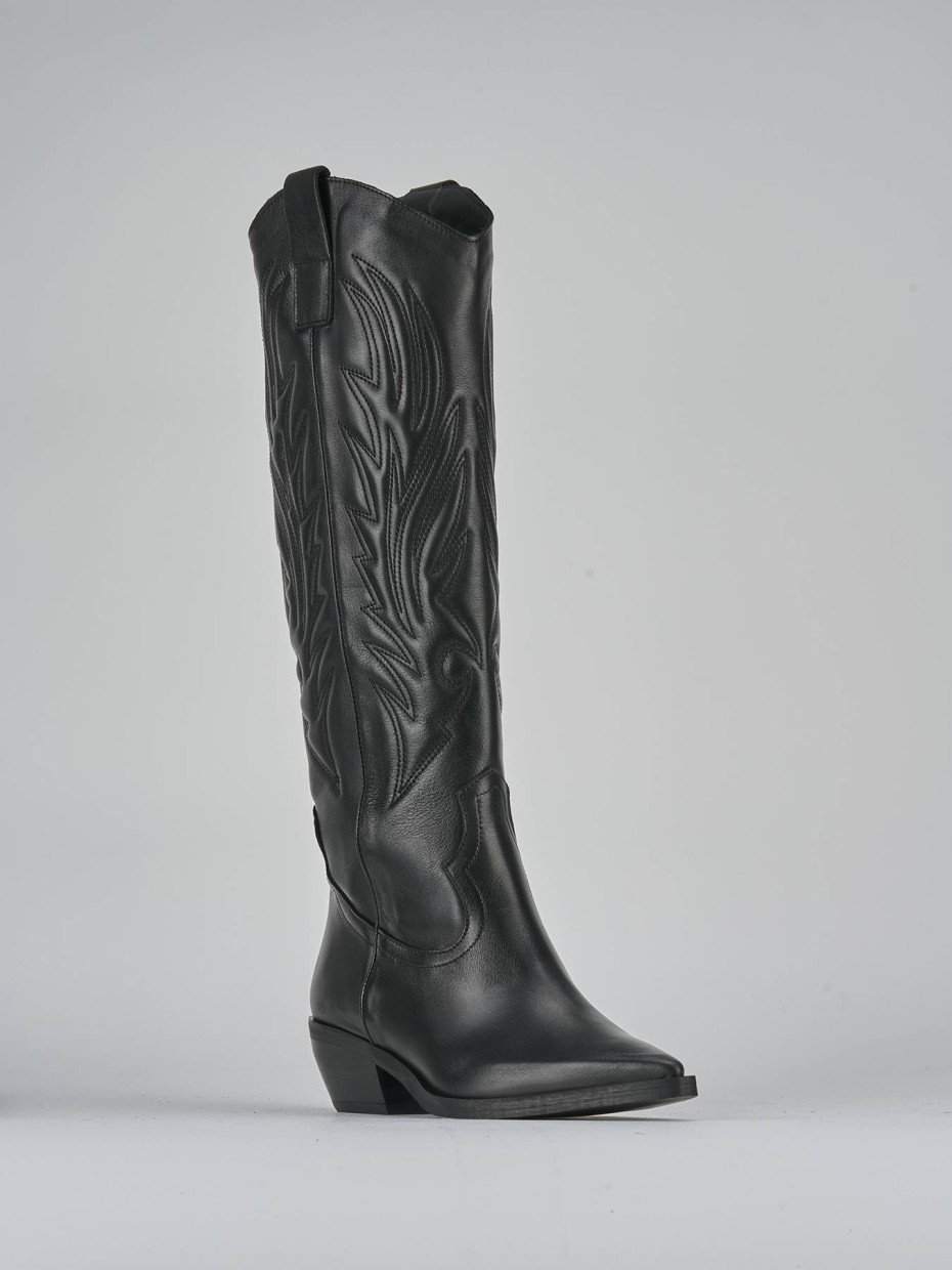 Stivali tacco 7cm pelle nero