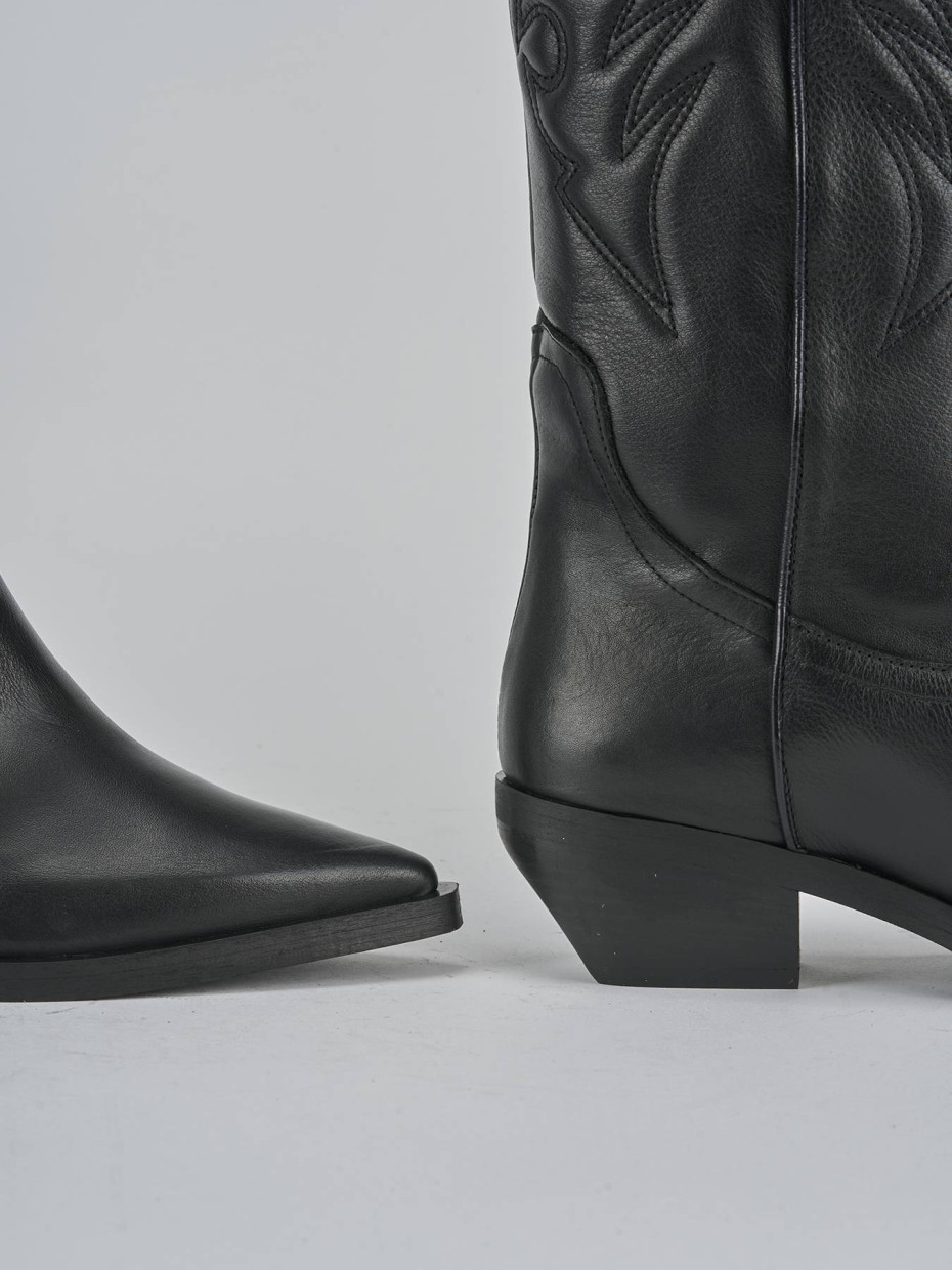 Stivali tacco 7cm pelle nero