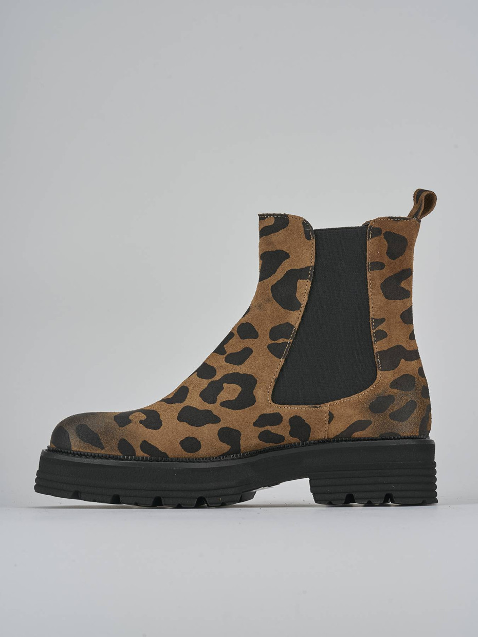Stivaletti tacco 2cm camoscio multicolor