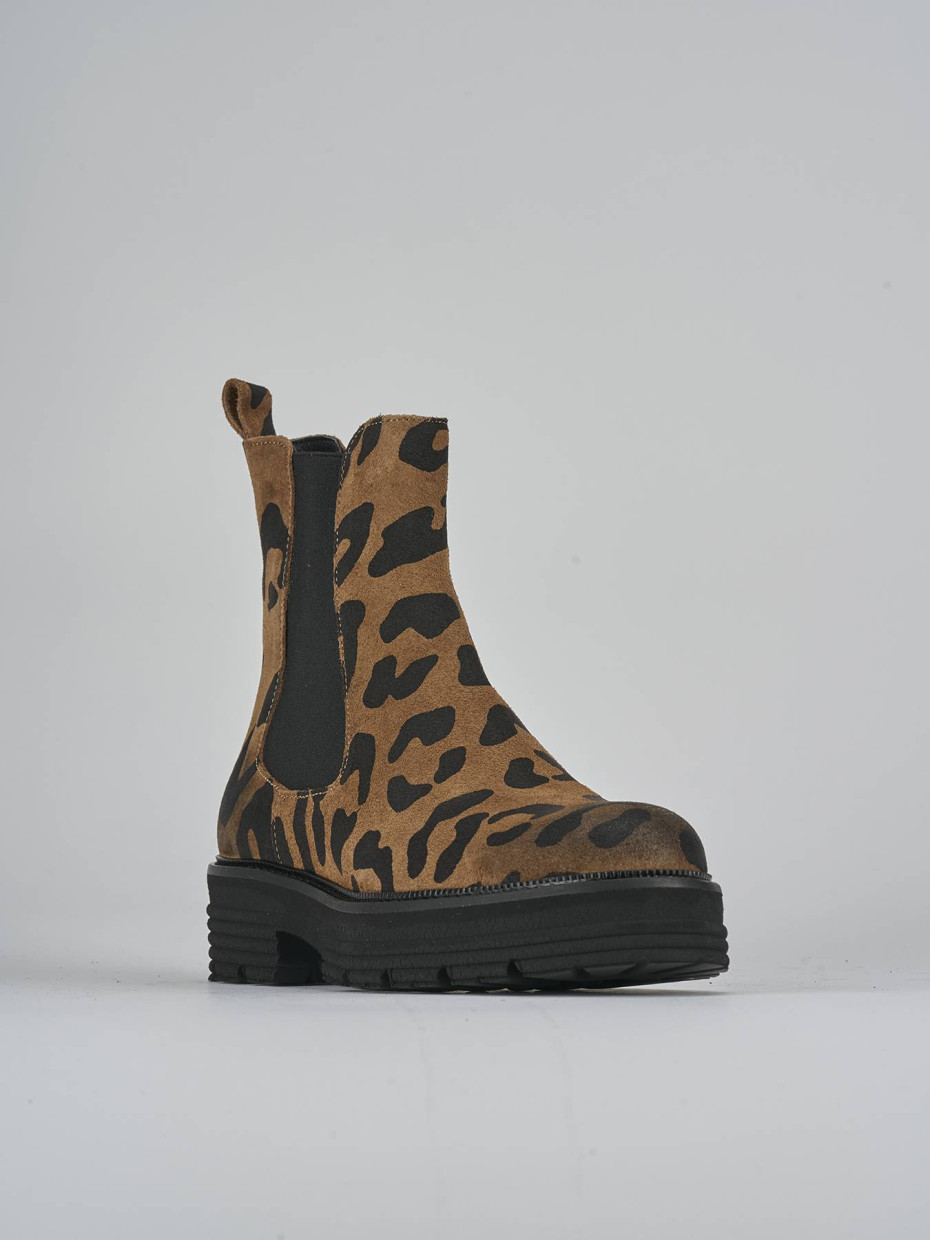 Stivaletti tacco 2cm camoscio multicolor