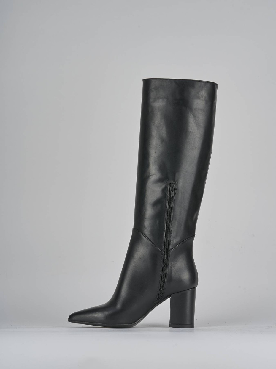 Stivali tacco 6cm pelle nero