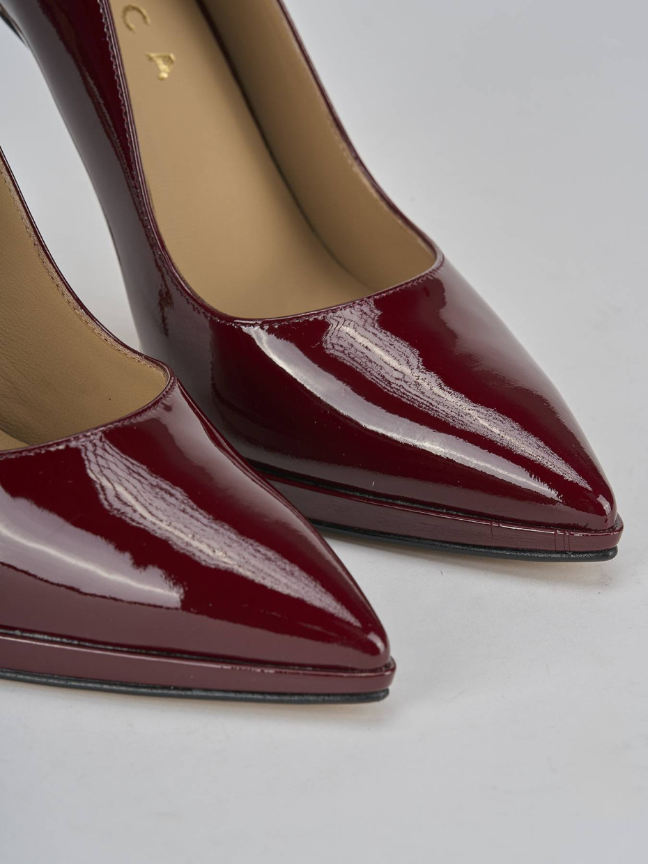 Décolleté e slingback tacco 11cm vernice bordo'