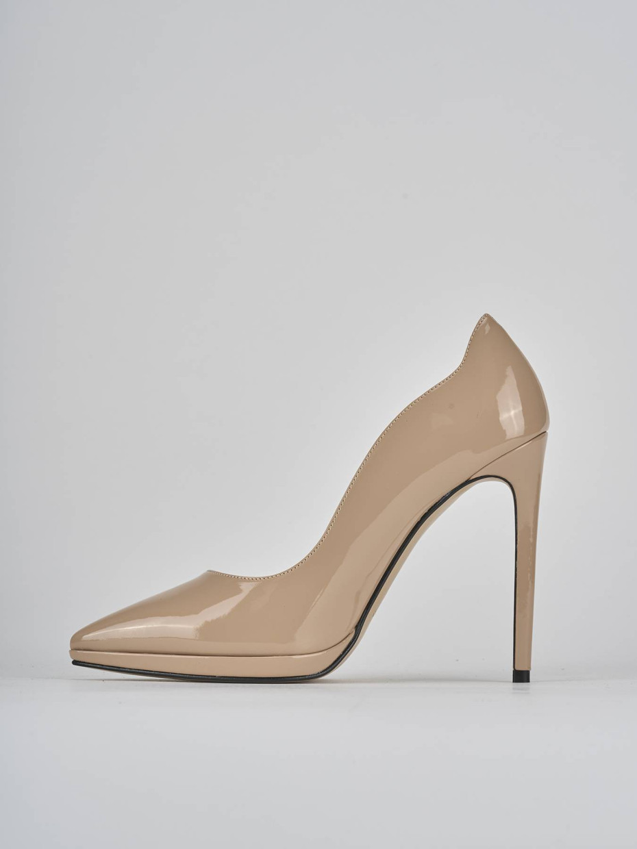 Décolleté e slingback tacco 11cm vernice beige