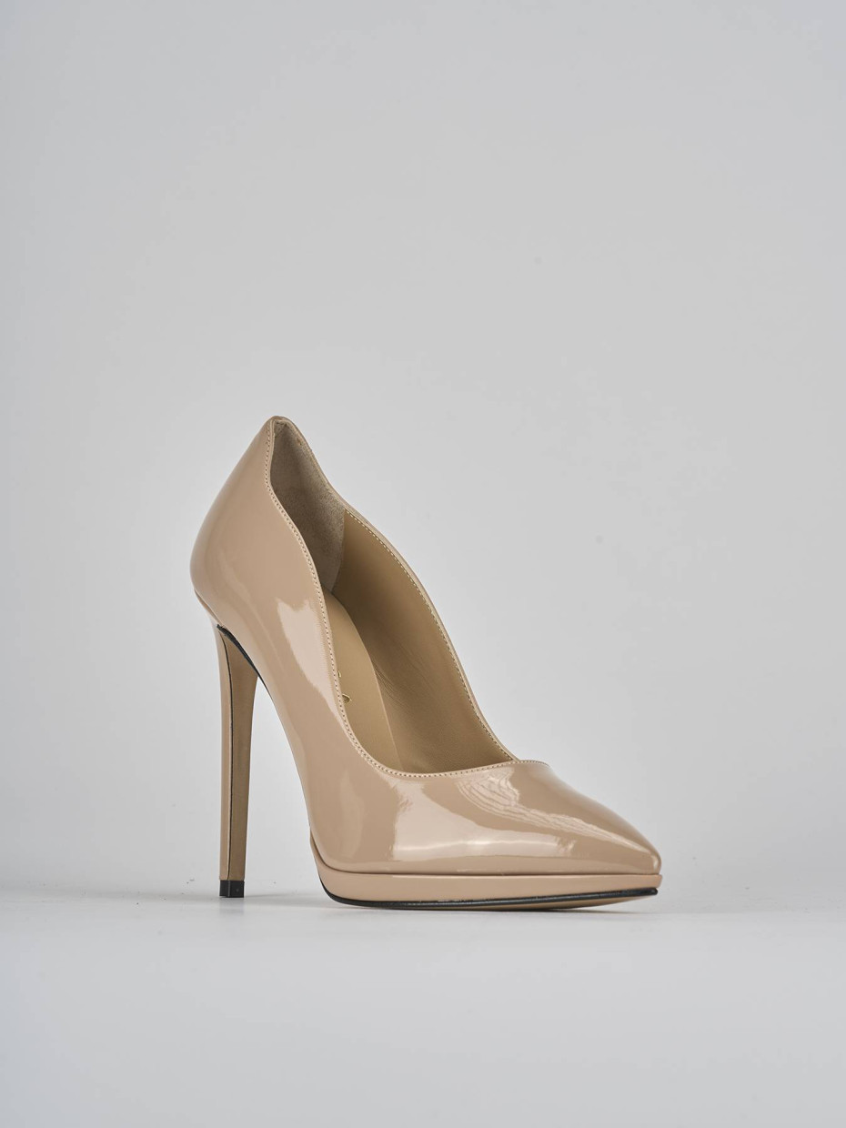 Décolleté e slingback tacco 11cm vernice beige