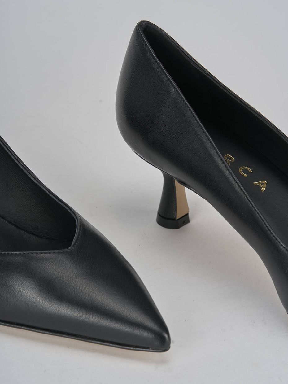 Décolleté e slingback tacco 5cm pelle nero