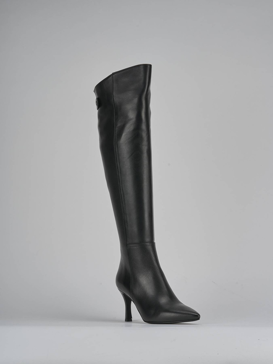 Stivali tacco 5cm pelle nero