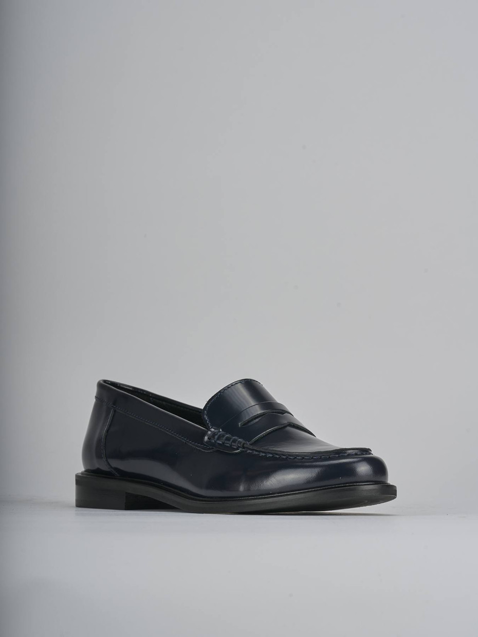 Mocassini tacco 1cm pelle blu