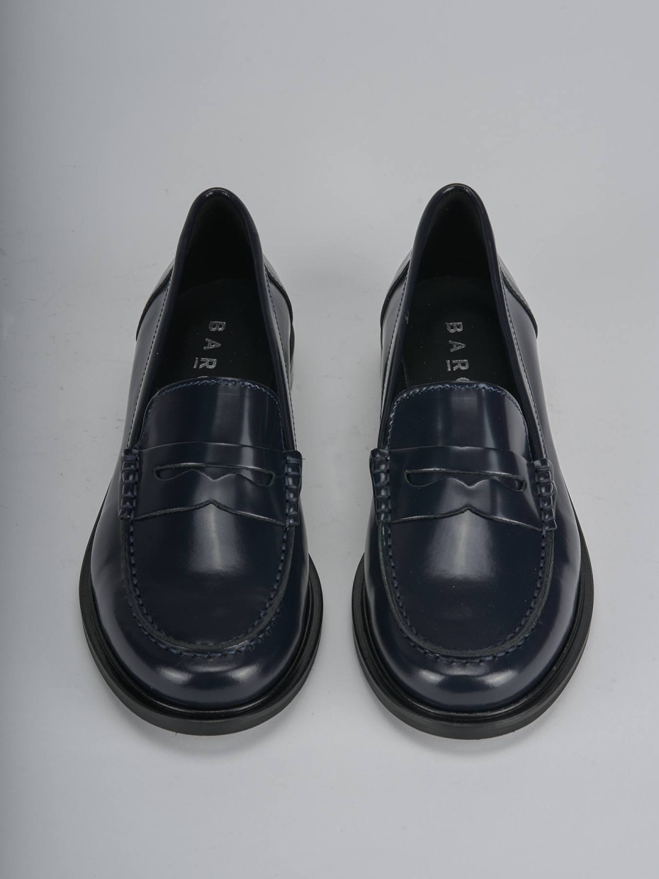 Mocassini tacco 1cm pelle blu
