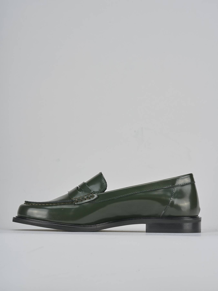 Mocassini tacco 1cm pelle verde