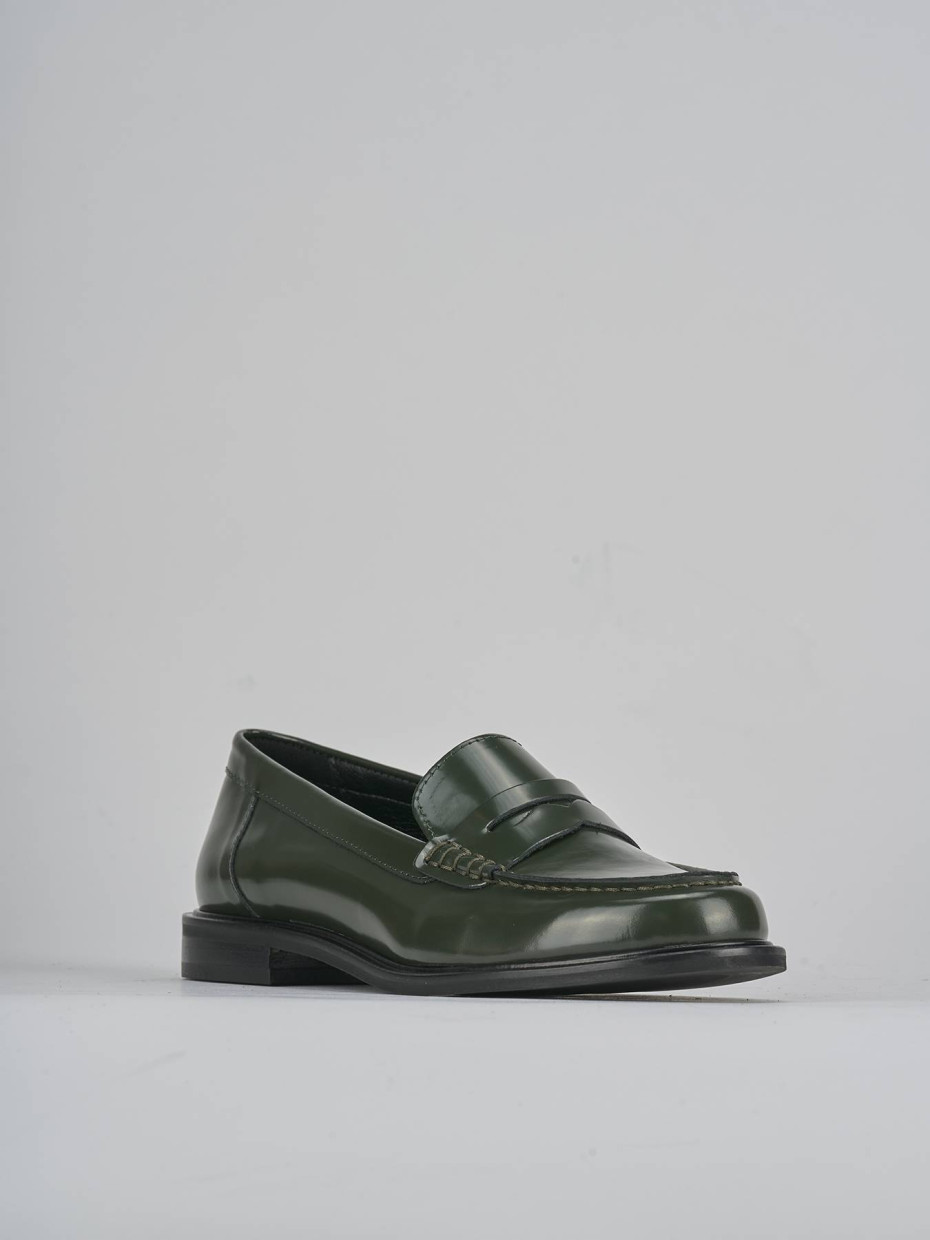 Mocassini tacco 1cm pelle verde
