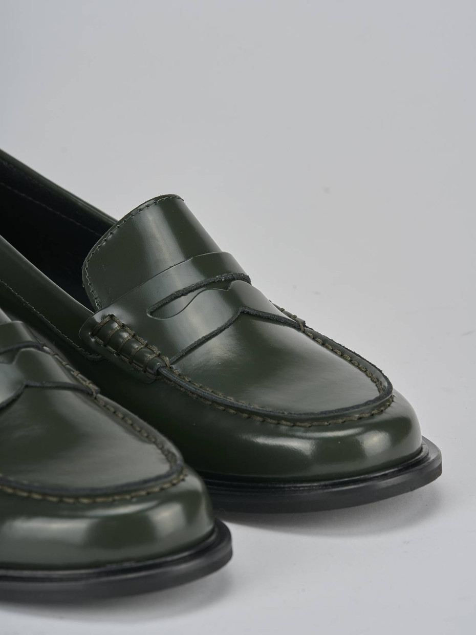 Mocassini tacco 1cm pelle verde