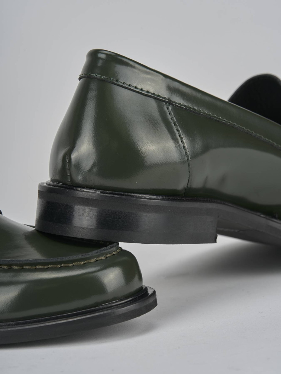 Mocassini tacco 1cm pelle verde