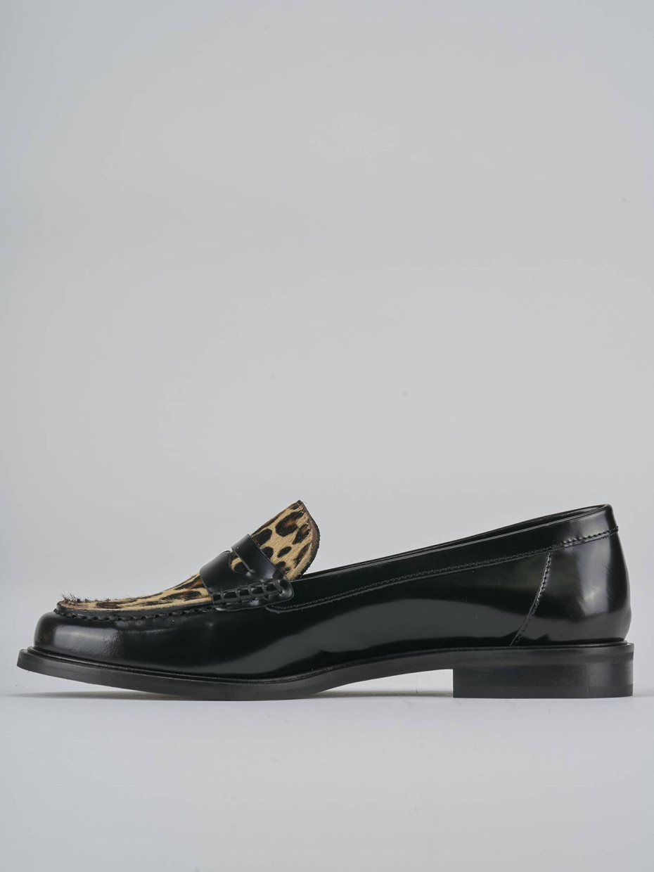Mocassini tacco 1cm pelle nero