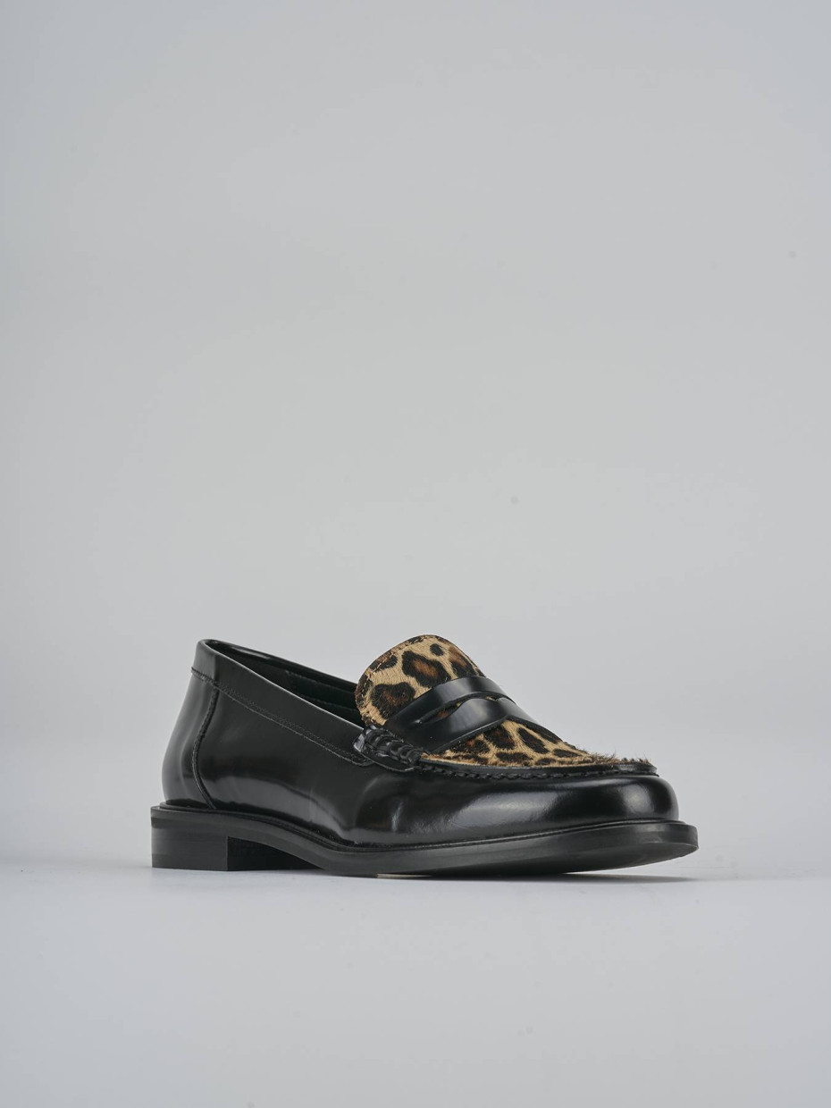 Mocassini tacco 1cm pelle nero