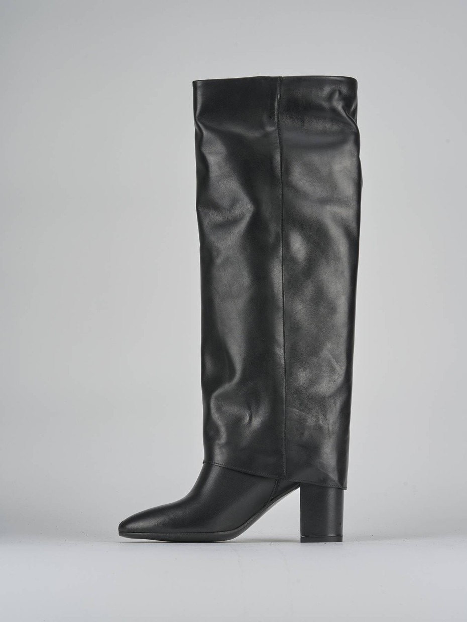 Stivali tacco 7cm pelle nero