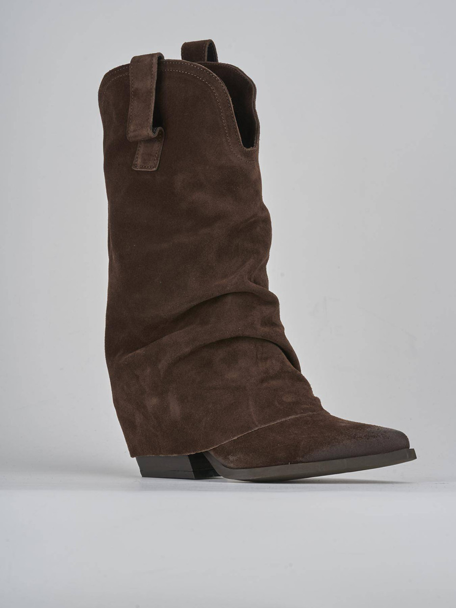 Stivali tacco 5cm camoscio testa