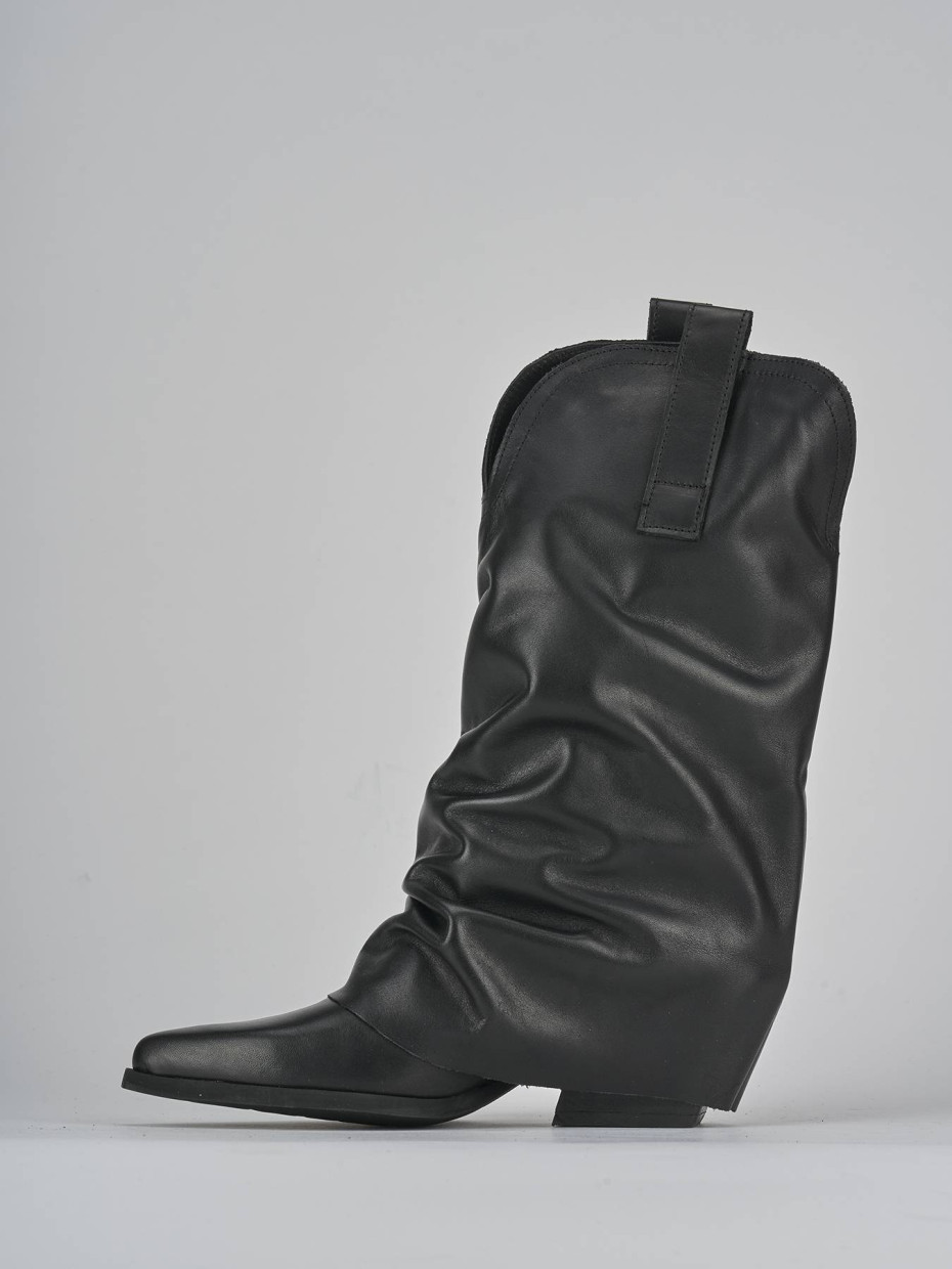 Stivali tacco 5cm pelle nero