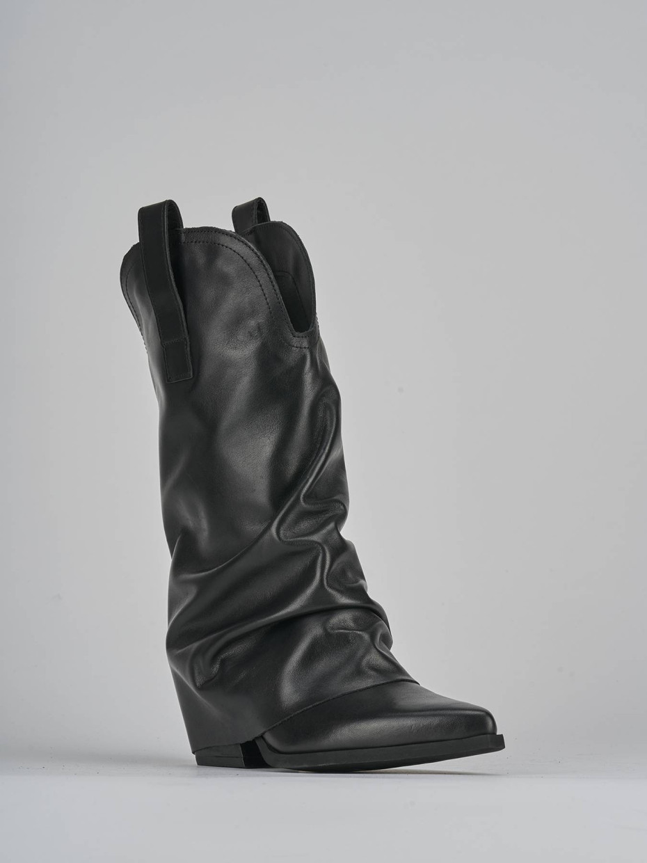Stivali tacco 5cm pelle nero