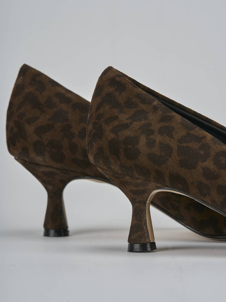 Décolleté e slingback tacco 5cm camoscio multicolor