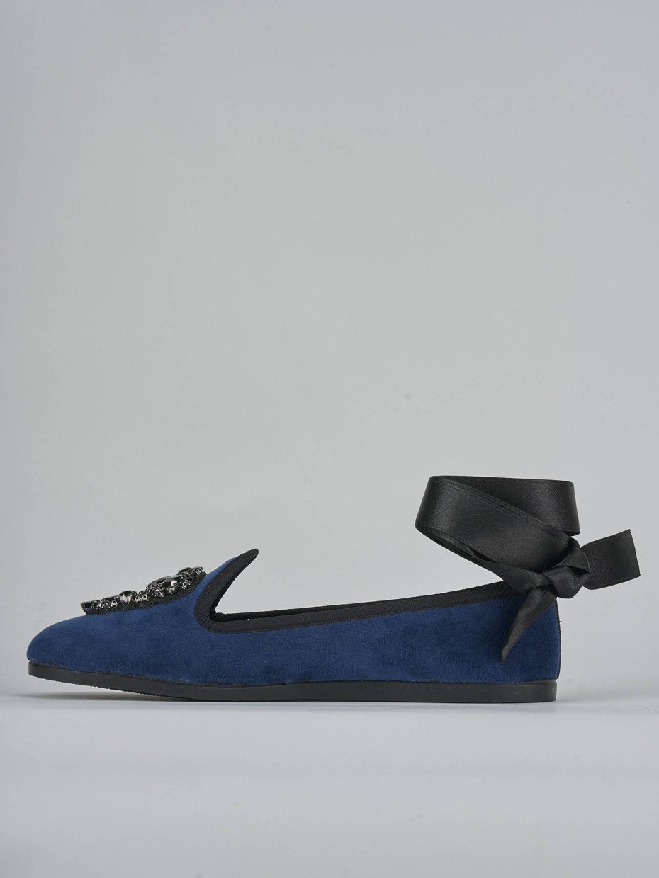 Ballerine tacco 1cm velluto blu